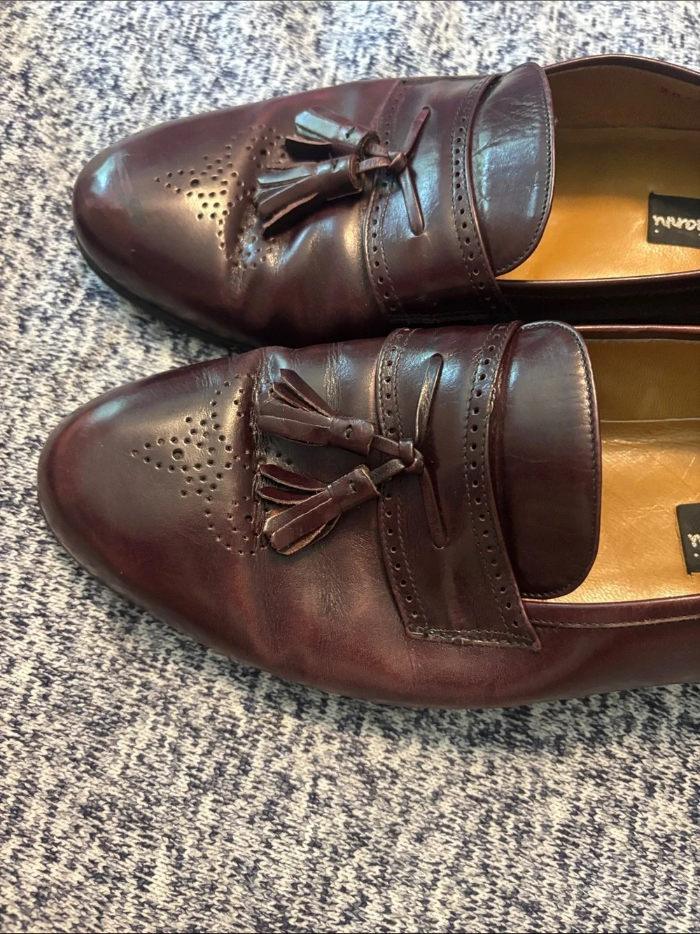 Stamati Mastroianni Men's Burgundy Leather Tassel Loafers